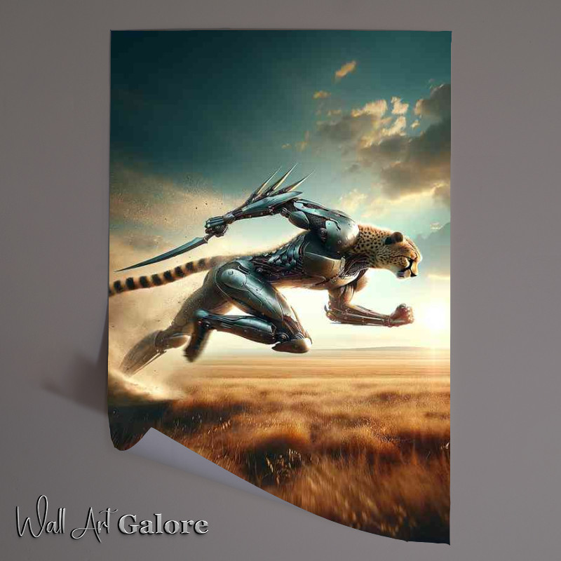 Buy Unframed Poster : (Animal in an action packed scene Imagine a fierce cheetah)