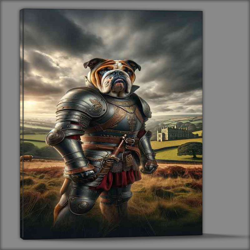 Buy Canvas : (British bulldog warrior standing with a stoic posture)