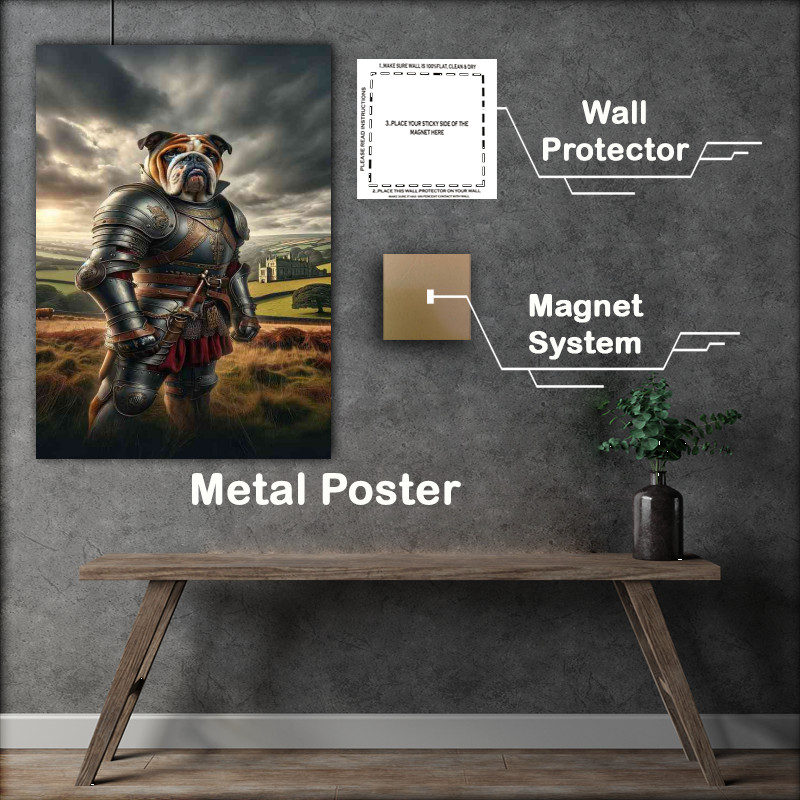Buy Metal Poster : (British bulldog warrior standing with a stoic posture)