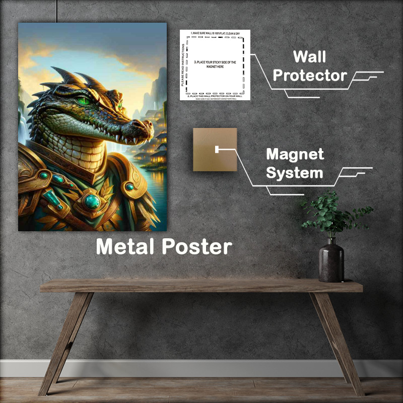 Buy Metal Poster : (Crocodile warrior focusing golden armor)