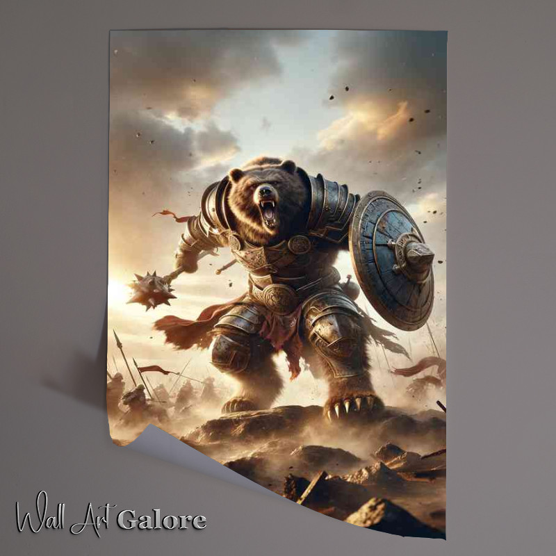 Buy Unframed Poster : (Dynamic action pose fierce bear clad amour)