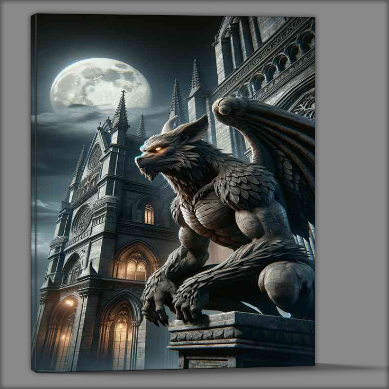 Buy Canvas : (Envision a stoic gargoyle with detailed stone)