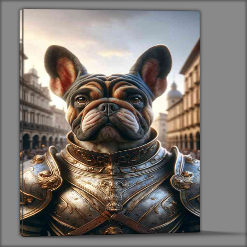 Buy Canvas : (French bulldog warrior in silver amour)