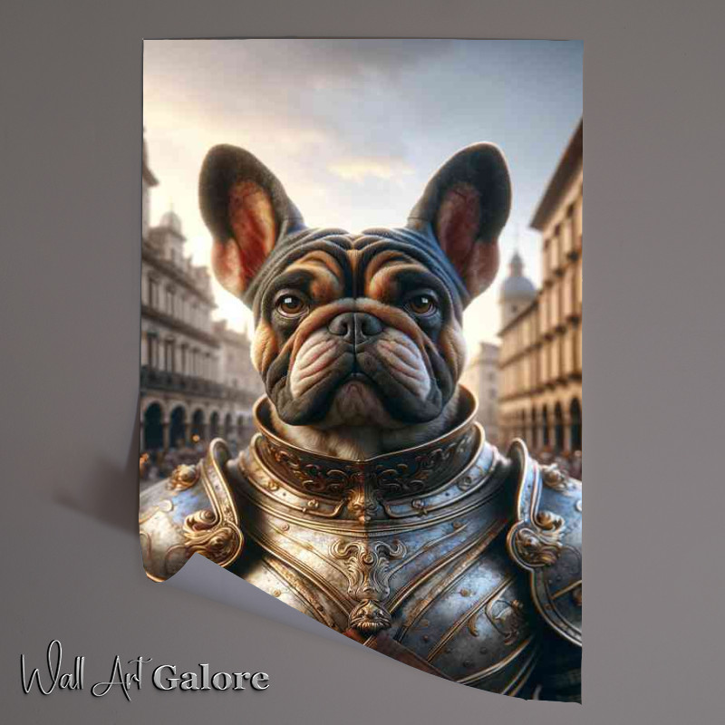 Buy Unframed Poster : (French bulldog warrior in silver amour)