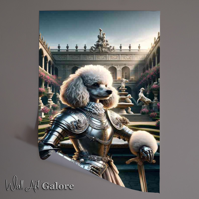 Buy Unframed Poster : (French poodle warrior elegantly poised in a lavish palace garden)
