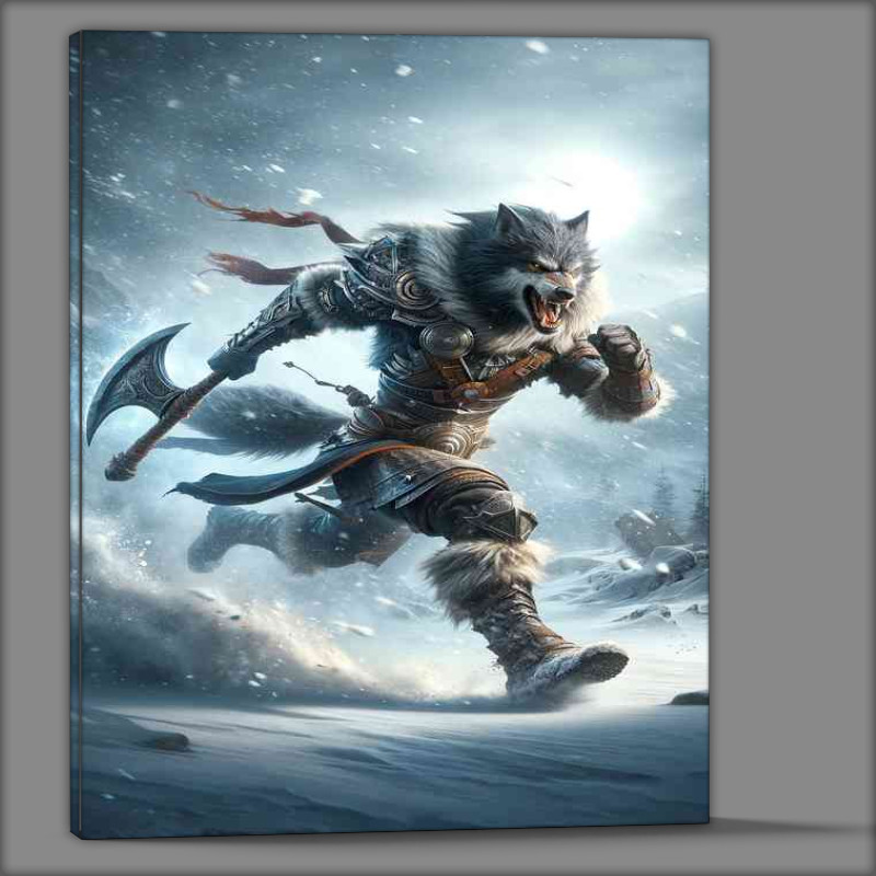 Buy Canvas : (High action pose wolf in full battle mode)