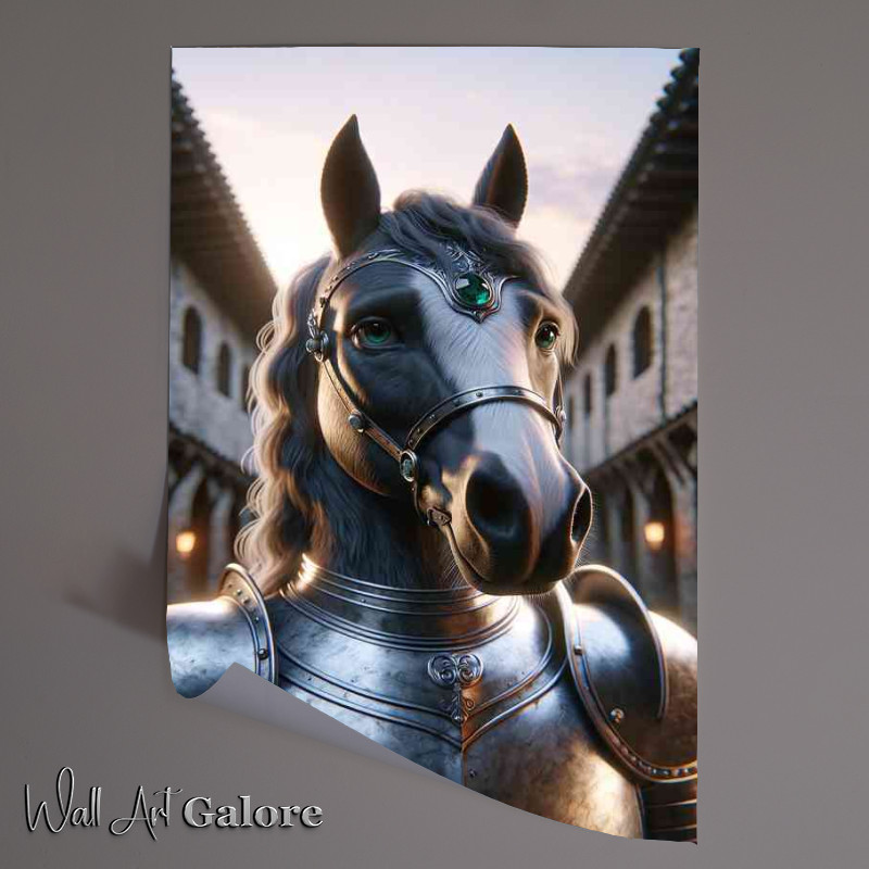 Buy Unframed Poster : (Horse knight focusing features of the horses face)