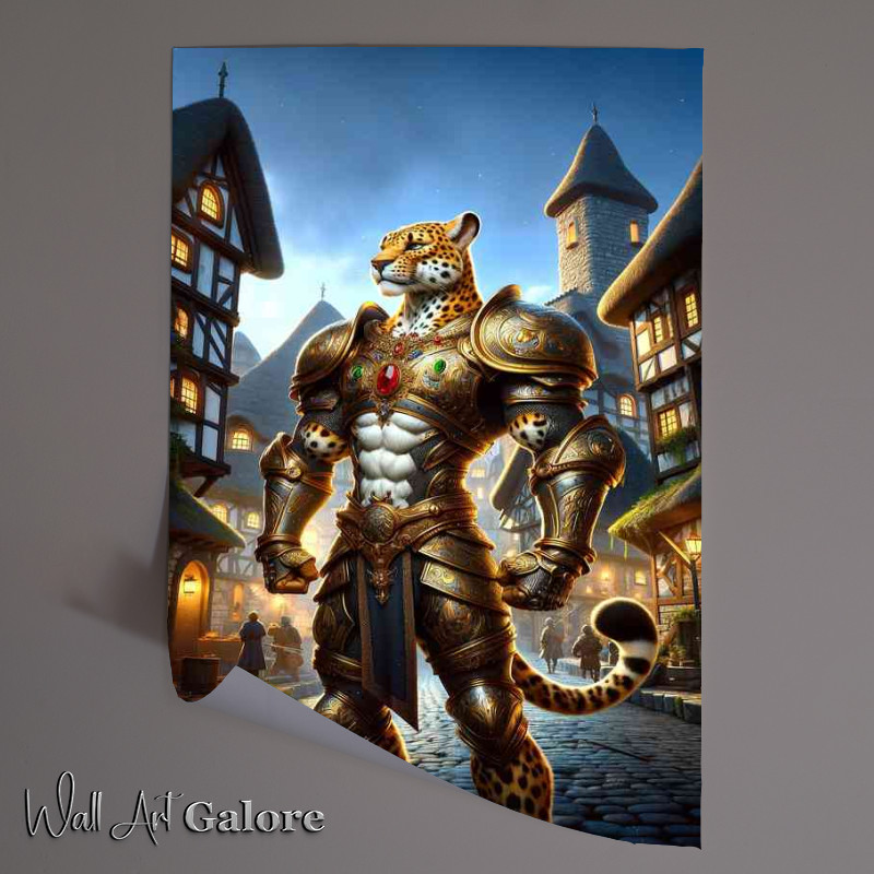 Buy Unframed Poster : (Leopard knight stands in a heroic pose)