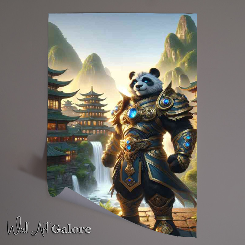 Buy Unframed Poster : (Panda warrior heroically in an ancient village)