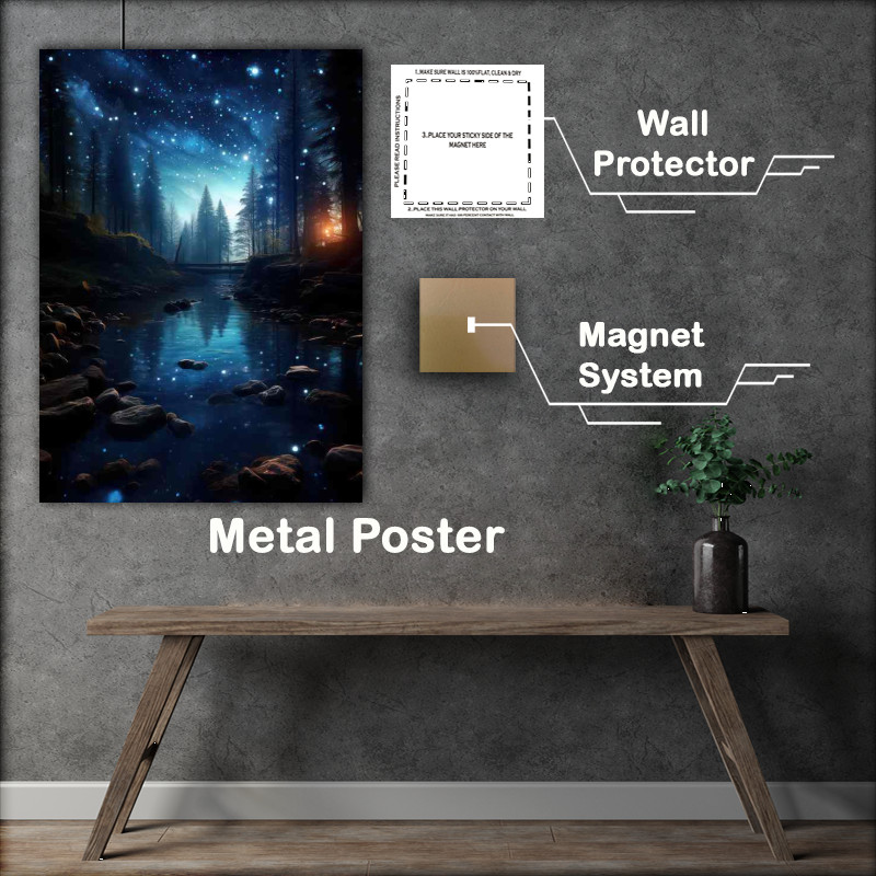 Buy Metal Poster : (A starry sky Reverie Rivers)