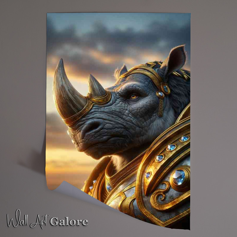 Buy Unframed Poster : (Rhinoceros warrior capturing the strength in his gaze)