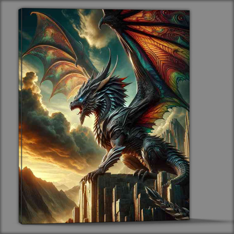 Buy Canvas : (Single anthropomorphic warrior animal in a fantastic composition the Dragon)