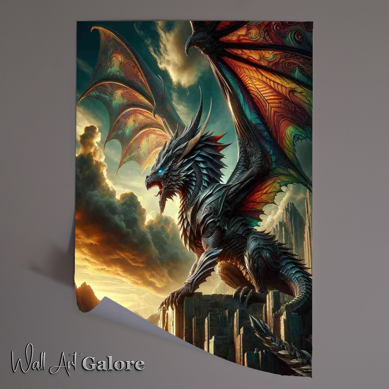 Buy Unframed Poster : (Single anthropomorphic warrior animal in a fantastic composition the Dragon)
