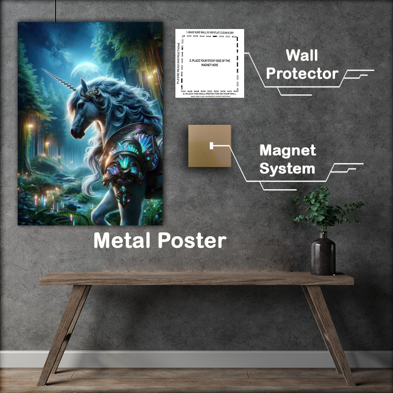Buy Metal Poster : (Warrior animal The scene features a majestic unicorn)