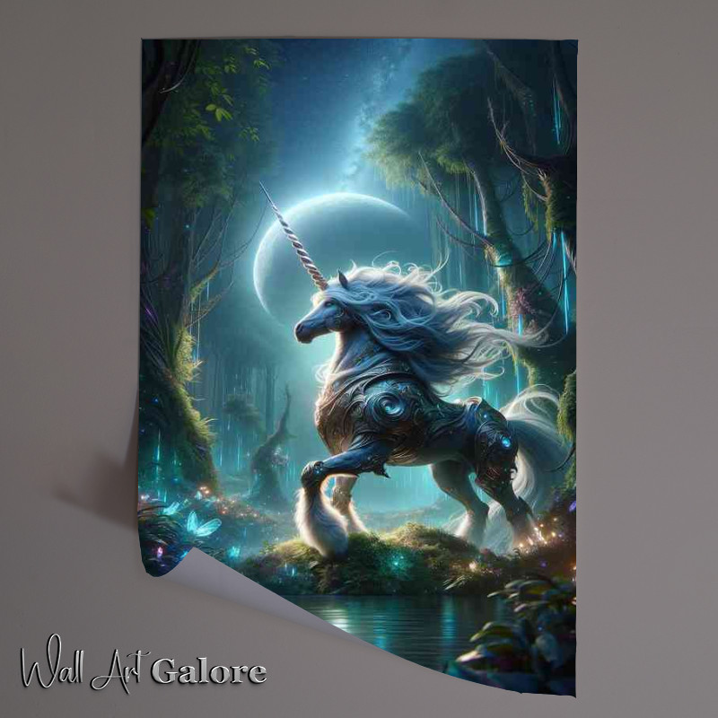 Buy Unframed Poster : (Warrior animal The scene features a majestic unicorn with a shimmer)