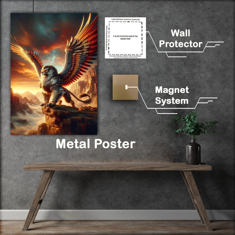 Buy Metal Poster : (Warrior animal a fantastic Magical griffin)