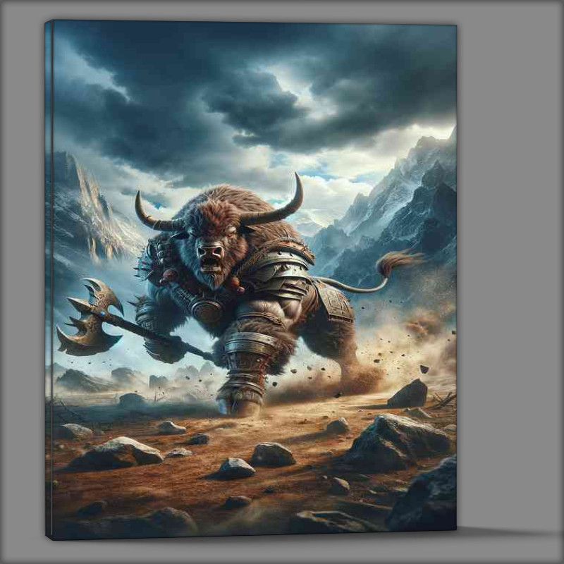Buy Canvas : (Warrior animal a fierce bison)