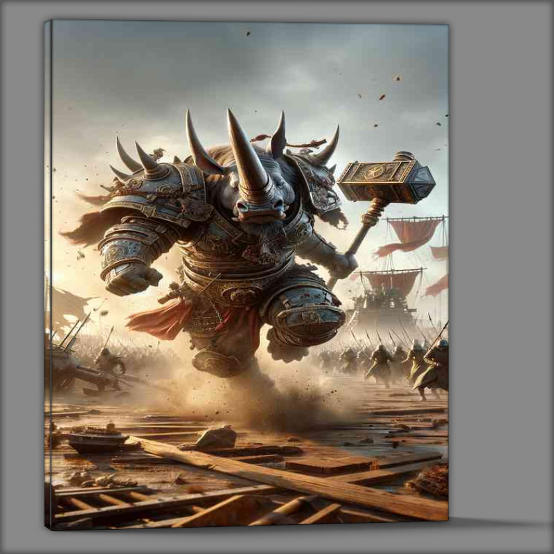 Buy Canvas : (Warrior animal a fierce rhinocero)