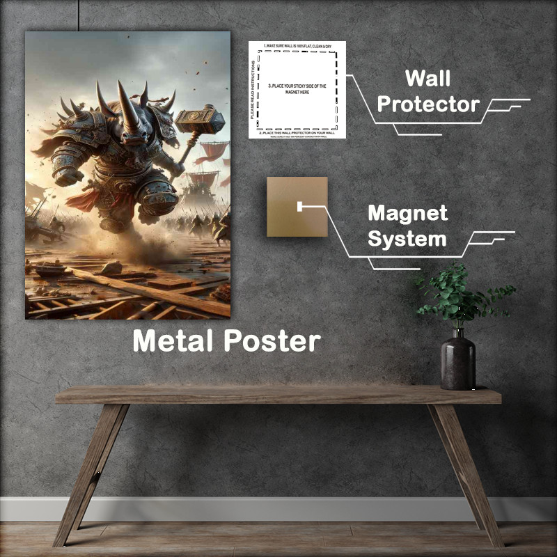 Buy Metal Poster : (Warrior animal a fierce rhinocero)
