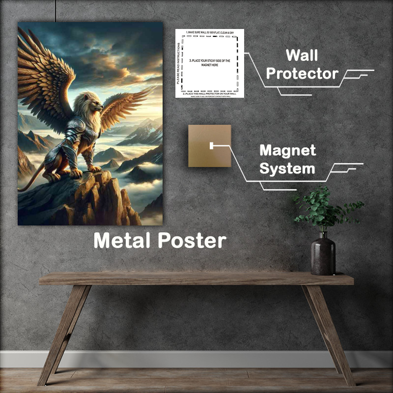 Buy Metal Poster : (Warrior animal a noble griffin with the body of a lion)