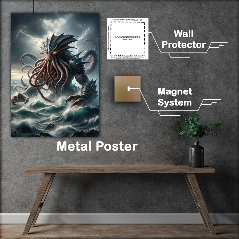 Buy Metal Poster : (Warrior animal an imposing kraken legendary sea monster)