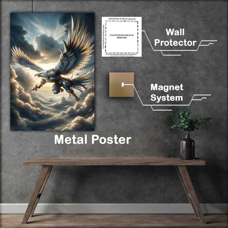 Buy Metal Poster : (Warrior animal in a dynamic action pose a majestic eagle)
