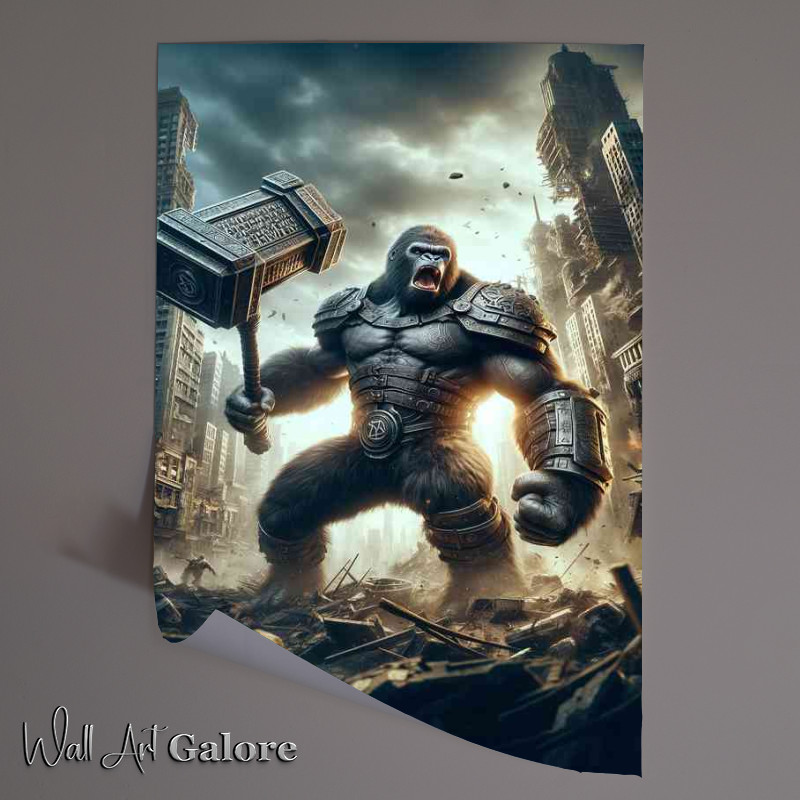 Buy Unframed Poster : (Warrior animal in a dynamic action scene Envision a powerful gorilla)