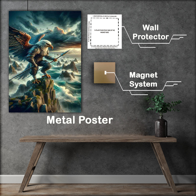 Buy Metal Poster : (Warrior animal in a fantastic a fierce eagle)