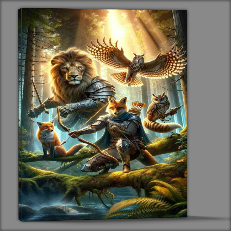 Buy Canvas : (Warrior animals in a fantastic composition the fox and the owl)
