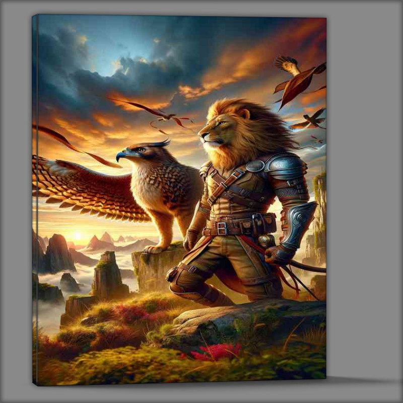 Buy Canvas : (Warrior animals in a fantastic stance for battle)