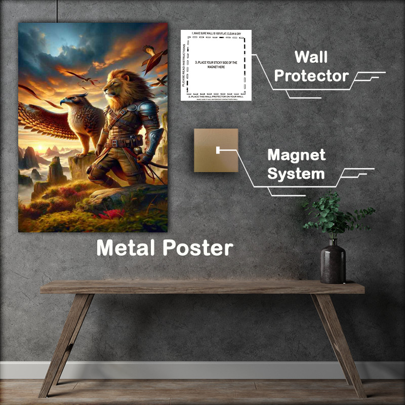 Buy Metal Poster : (Warrior animals in a fantastic stance for battle)