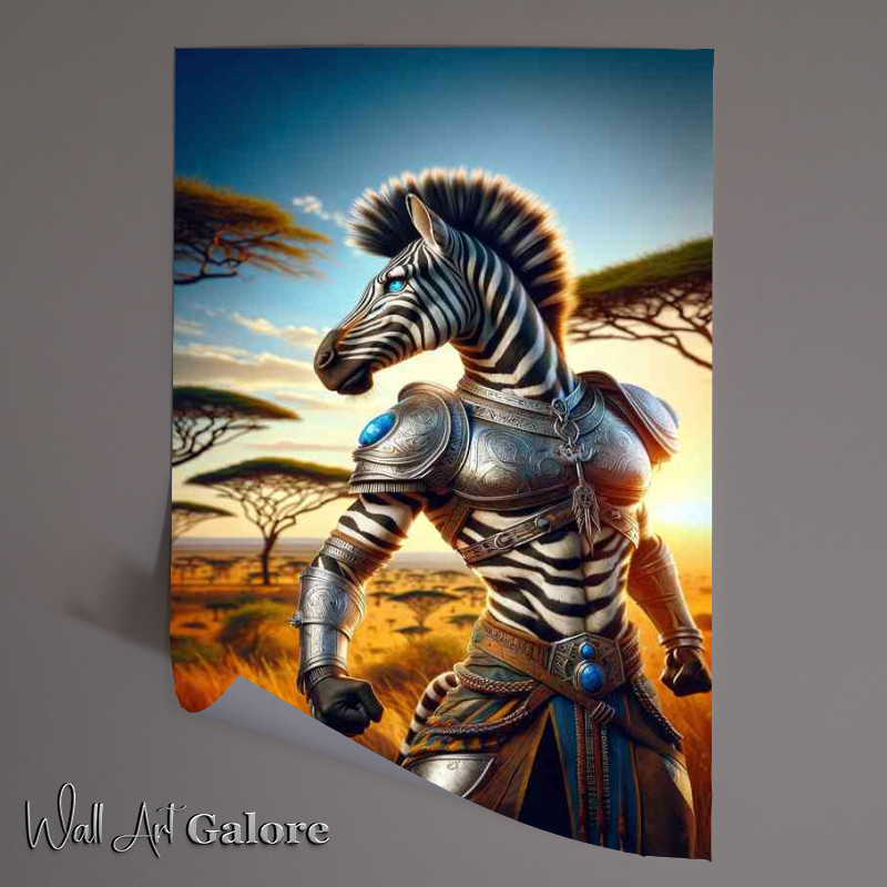 Buy Unframed Poster : (Zebra warrior poised in a striking stance)