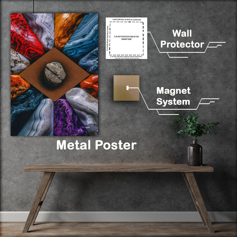Buy Metal Poster : (Arrangment of Beautiful coloured stones)