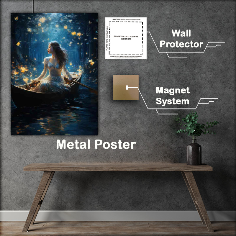 Buy Metal Poster : (Cascading Dreamscape sailing down the enchanted stream)