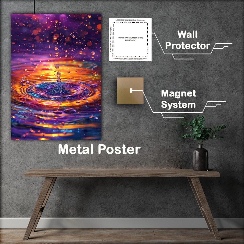 Buy Metal Poster : (Colourful water splash purples oranges)