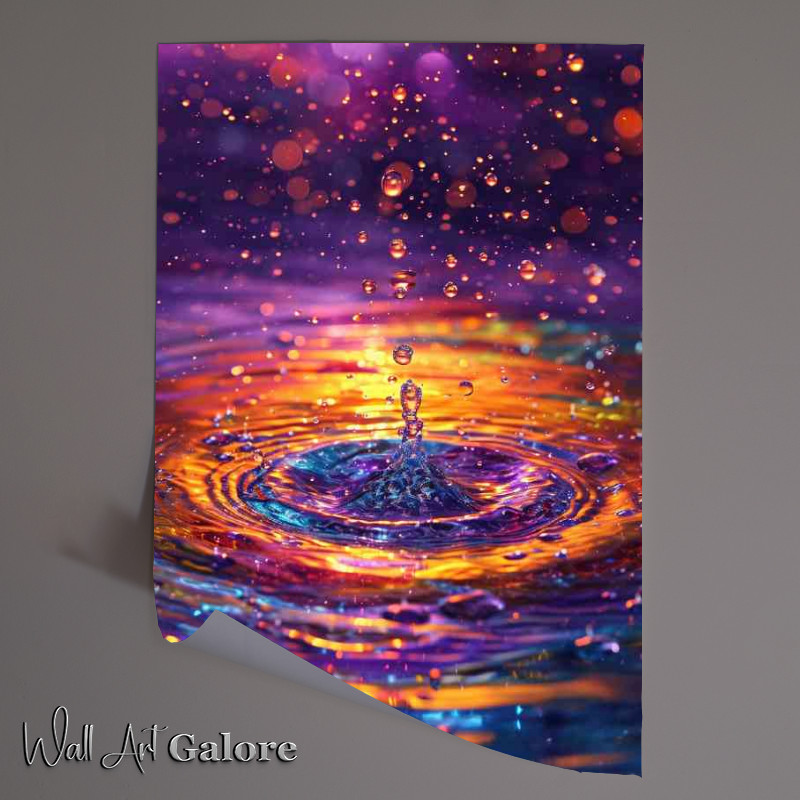 Buy Unframed Poster : (Colourful water splash purples oranges)
