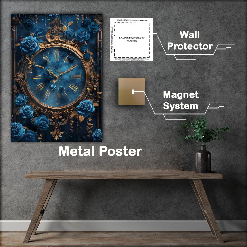 Buy Metal Poster : (Dark Fantasy blue rose wall clock)
