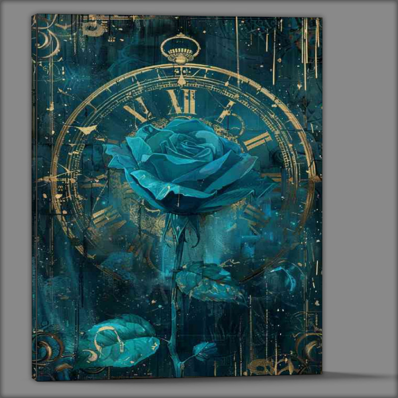 Buy Canvas : (The big clock and blue rose flower)