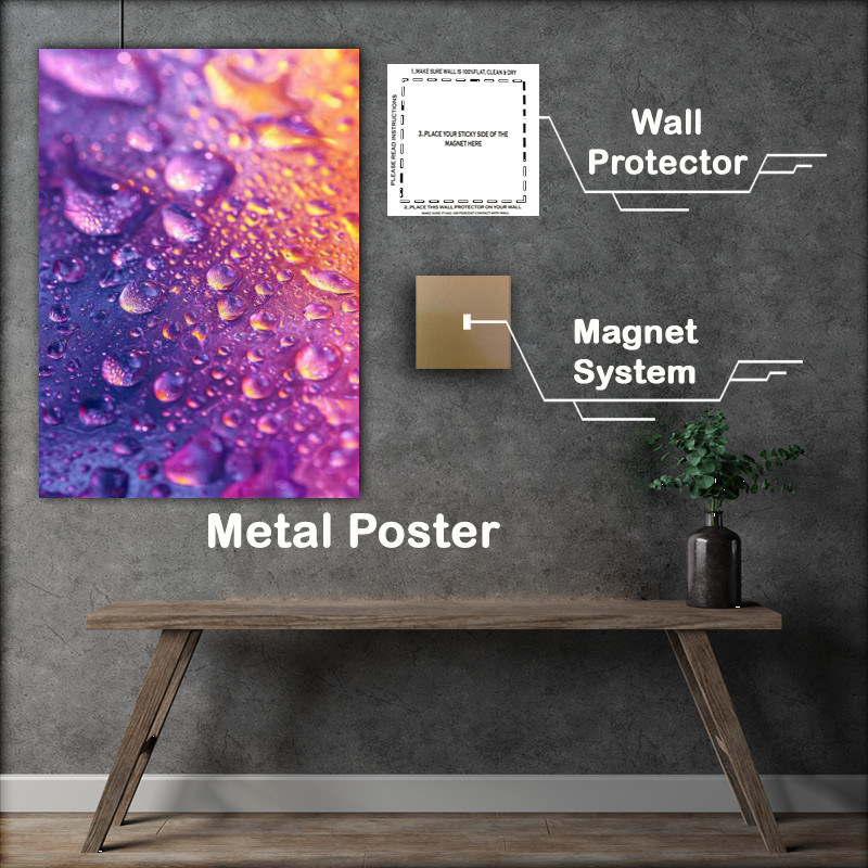 Buy Metal Poster : (Water drops on a colorful surface)