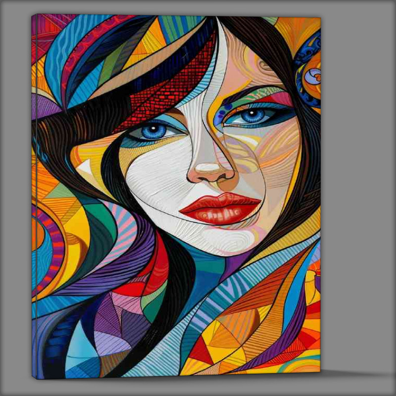 Buy Canvas : (Beautiful woman is composed of colorful geometrics)
