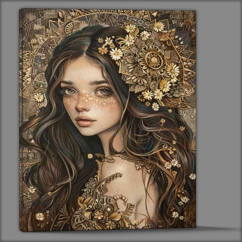 Buy Canvas : (Beautiful woman with long hair wearing an intricate detail)