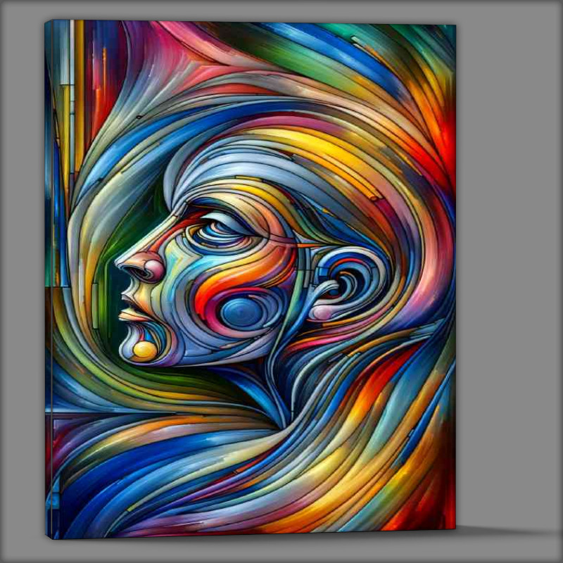 Buy Canvas : (Face with flowing lines and geometric shapes)