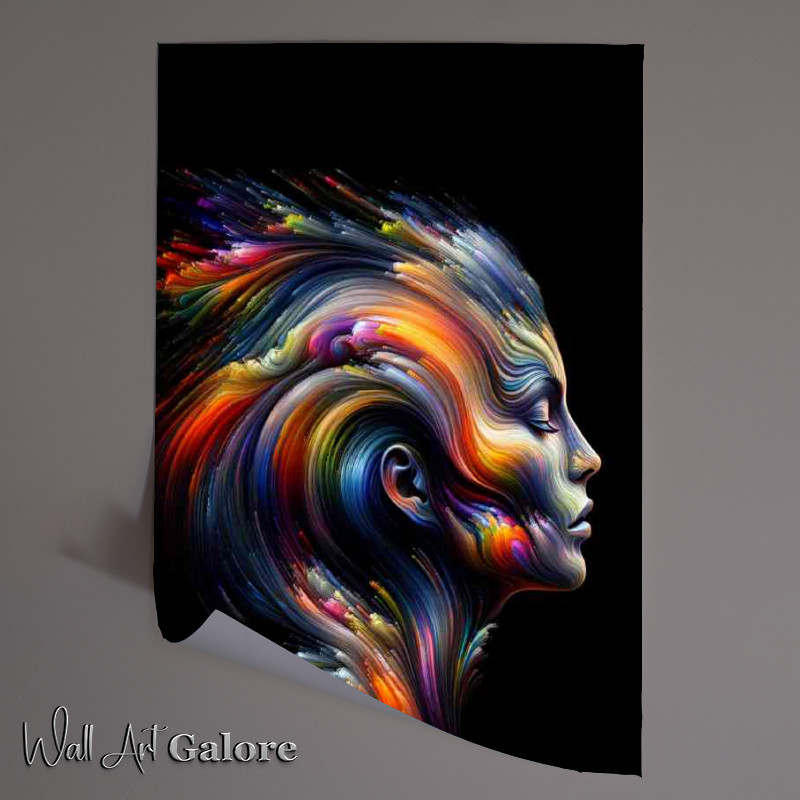 Buy Unframed Poster : (Human profile evolving into an abstract pattern of vivid)