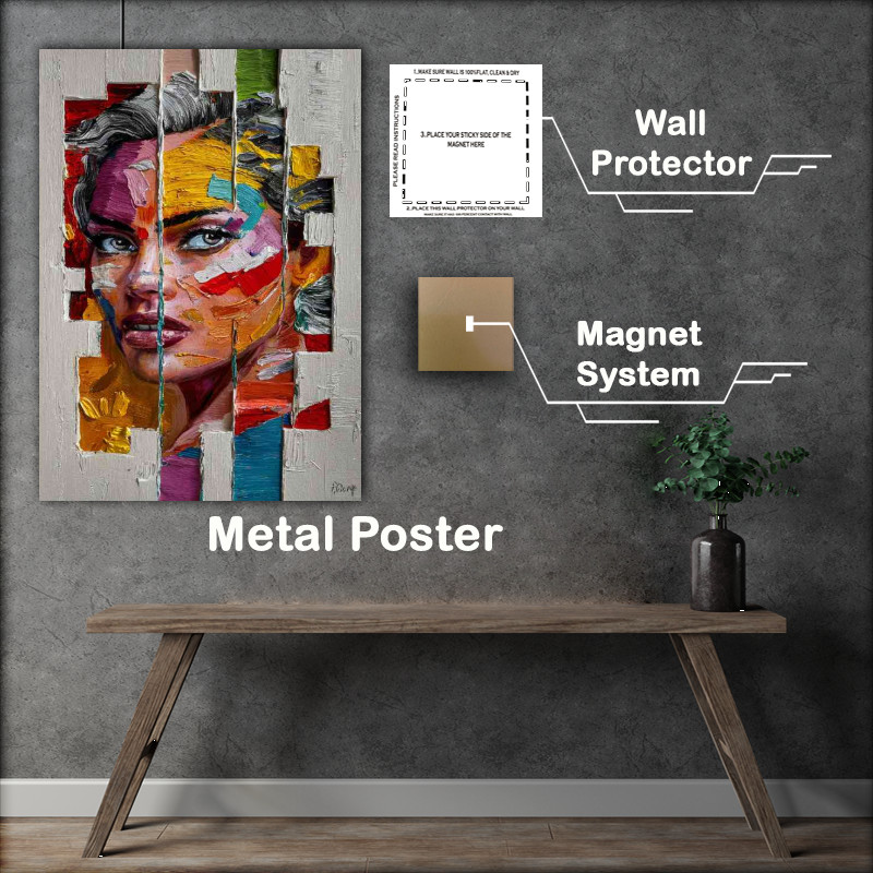 Buy Metal Poster : (Lady abstract multi coloured face)
