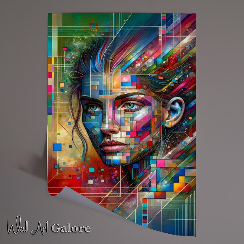Buy Unframed Poster : (Ladys face with digital abstract)