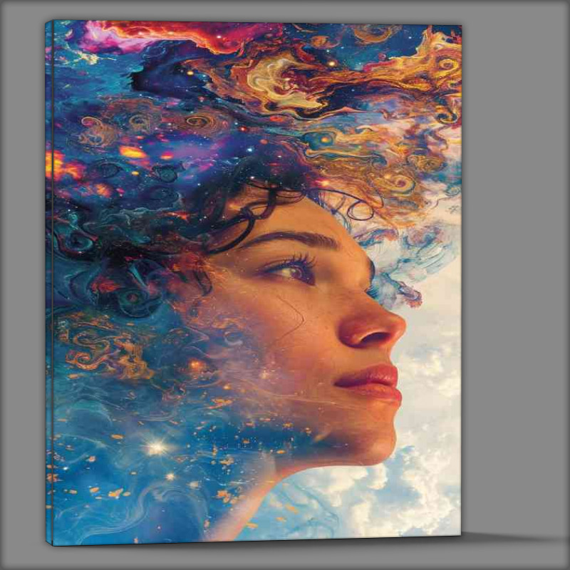 Buy Canvas : (Painted style of a woman gazing into the sky)