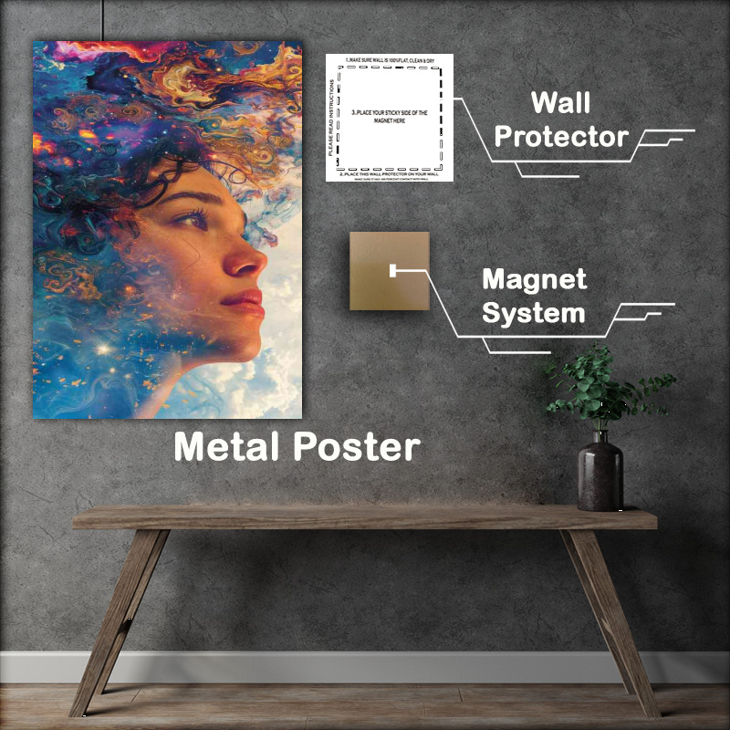 Buy Metal Poster : (Painted style of a woman gazing into the sky)