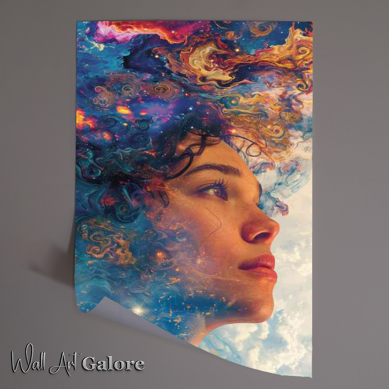 Buy Unframed Poster : (Painted style of a woman gazing into the sky)
