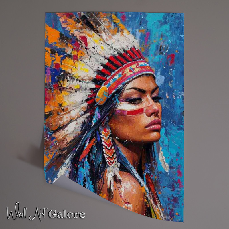 Buy Unframed Poster : (Painting depicting an indian girl wearing a feather)