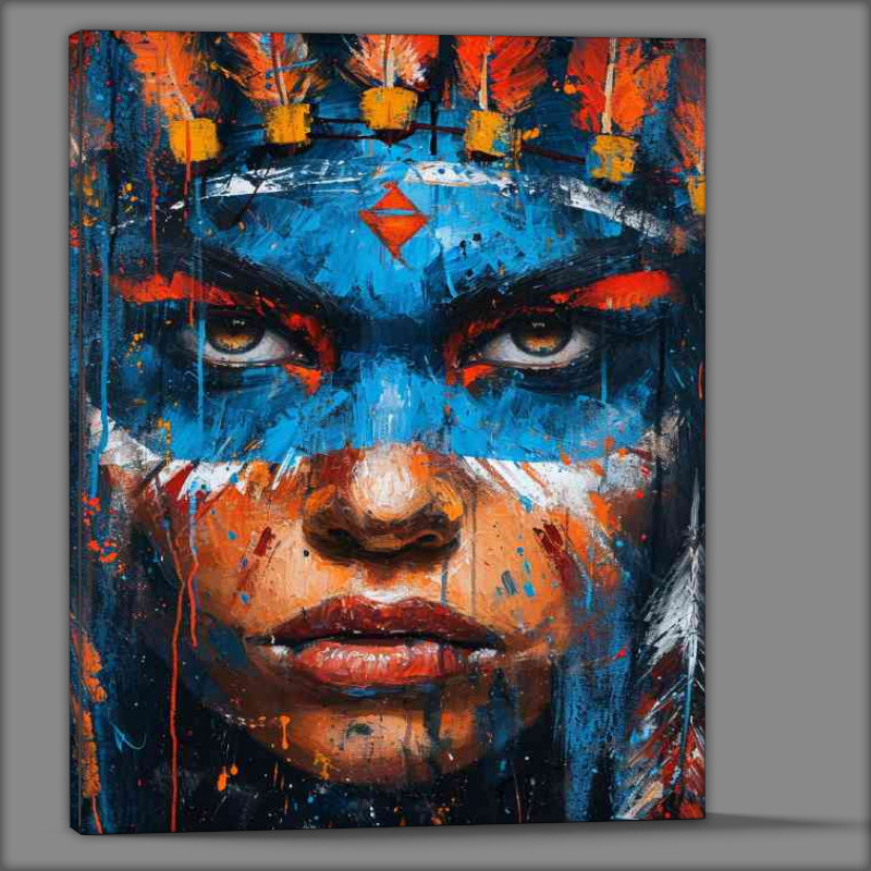 Buy Canvas : (Painting of a Indian face with blue paint)